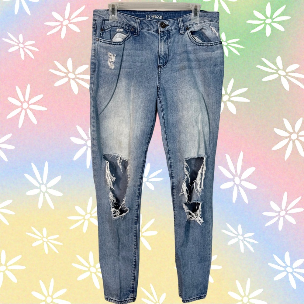Rewash Women’s Distressed Ripped Knee Skinny Jeans Juniors 13, 33” Waist